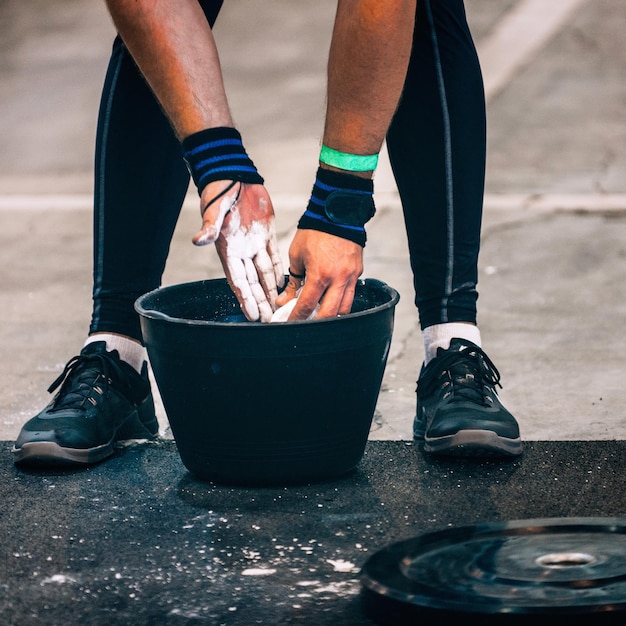 Weightlifter getting ready