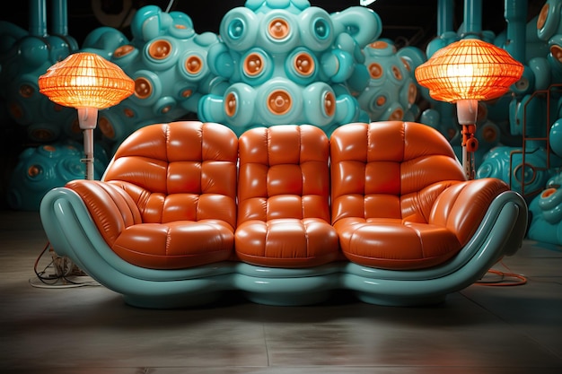 Weird futuristic design interior where rooms furniture looks like mushrooms amazing design details g