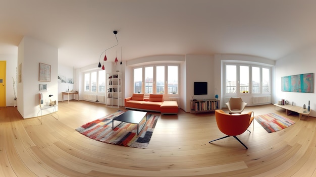 Weiss Apartment panorama 3d Bright color Generative Ai