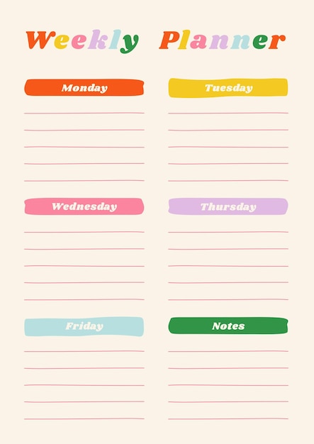 Wekelijkse planner sjabloon