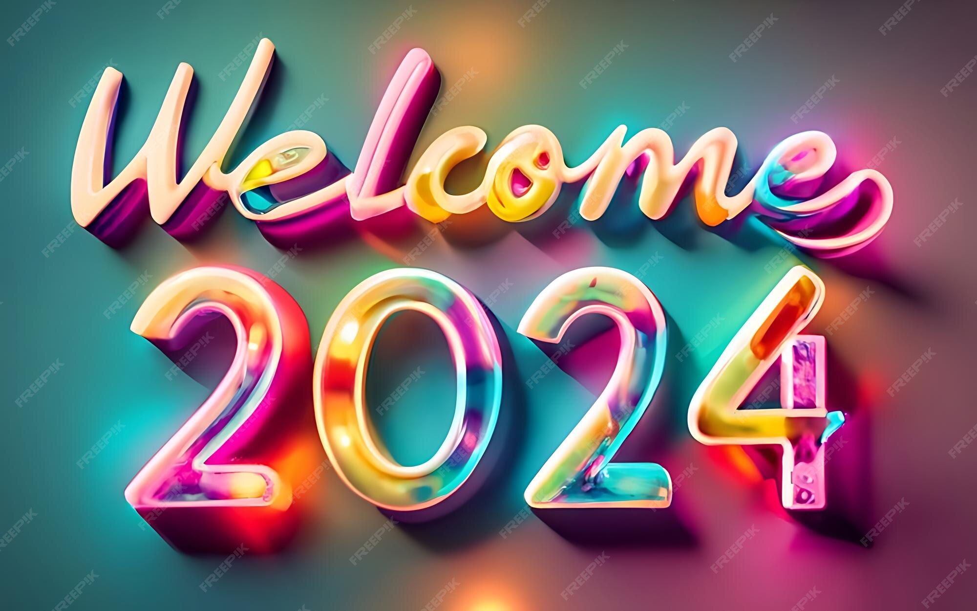 Premium AI Image 2024 colorful text effects for the happy new