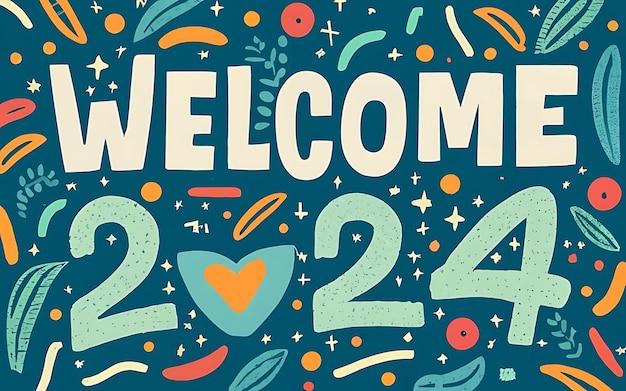 Welcome 2024 colorful text effects for the happy new year