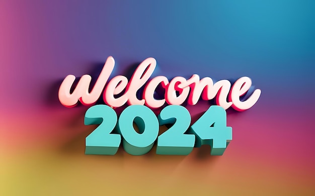 Welcome 2024 colorful text effects for the happy new year