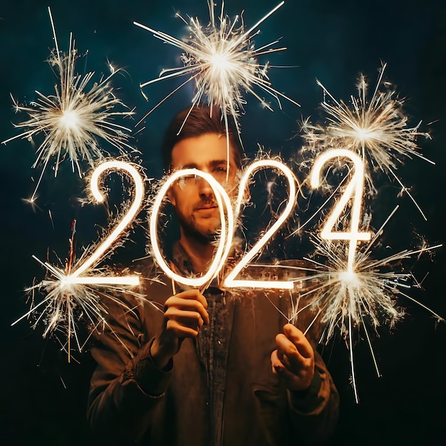 welcome 2024 New Year's Eve firework Sparkler party celebration holiday