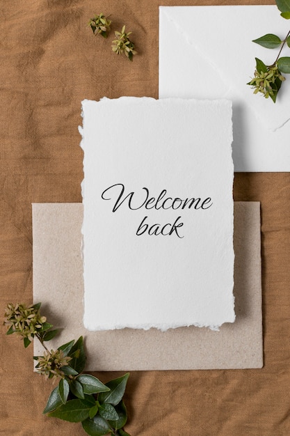 Photo welcome back message and flowers