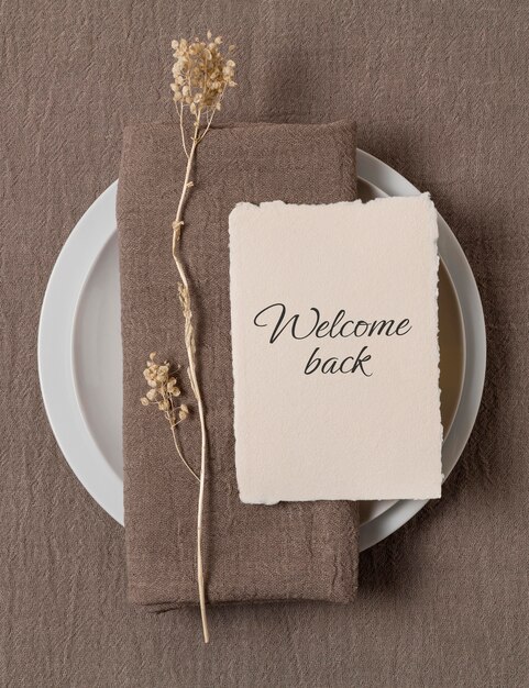 Welcome back message top view