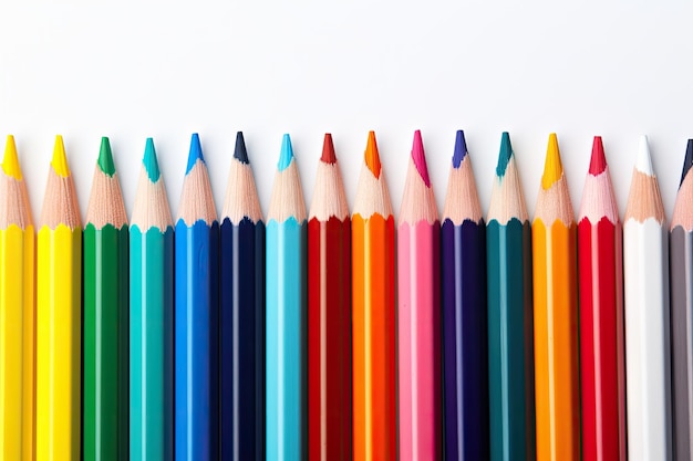 Welcome back with vibrant pencil crayons on white background