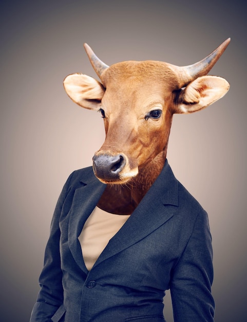 Welcome to the corporate jungle Conceptual image of animal heads on business people