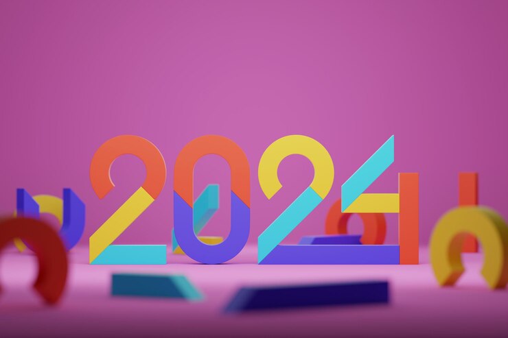 Photo welcome creative concept 2024 happy new year 2024 outstanding 3d text on black background 3d illustration