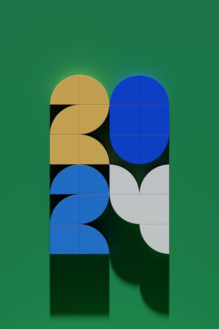Photo 창의적인 개념 2024를 환영합니다. 2024년 새해 복 많이 받으세요 녹색 배경 3d 그림의 뛰어난 3d 텍스트