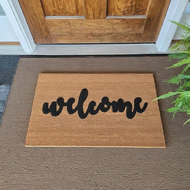 welcome home sign on a door