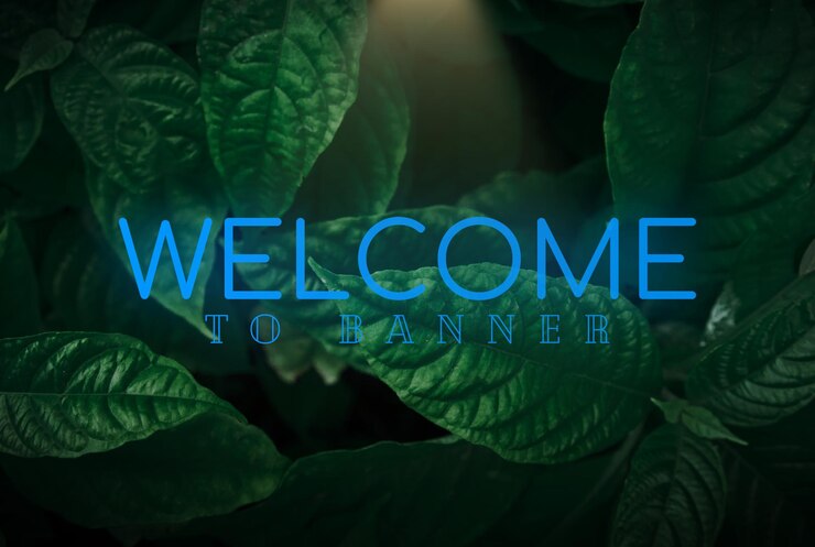 Photo welcome poster on leaf background colorful gradient brush design vector paper illustration