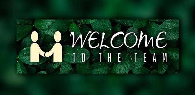 Welcome poster on leaf background colorful gradient brush design Vector paper illustration