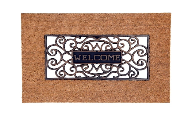 Photo welcome printed doormat isolated on white background