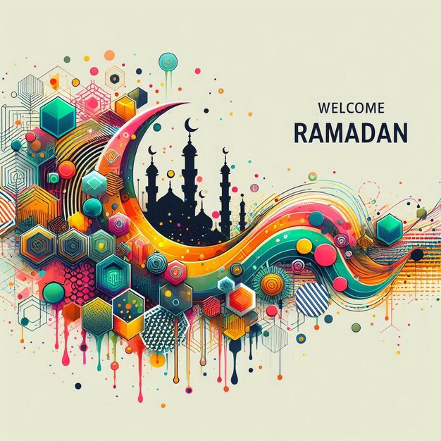 Foto accogliamo il ramadan con splash colorato