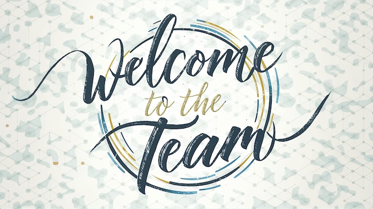 Photo welcome to the team calligraphic message team building background