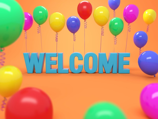 Welcome text 3D Rendered Image