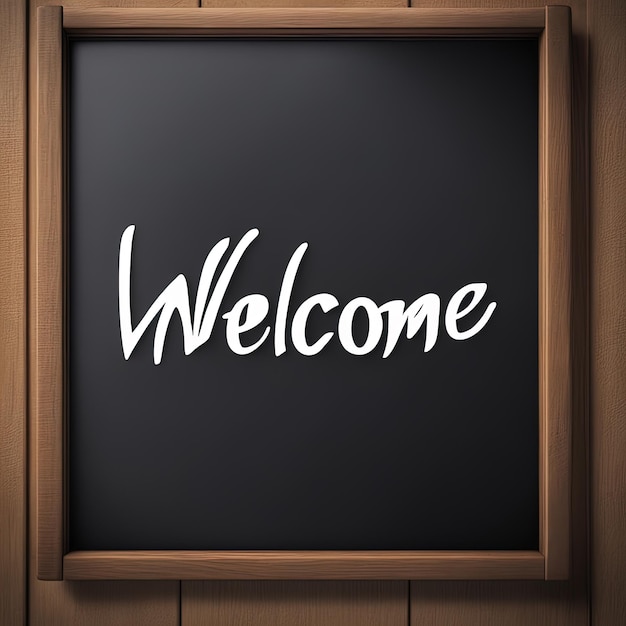 welcome text on blackboardwelcome word made in wood on black background