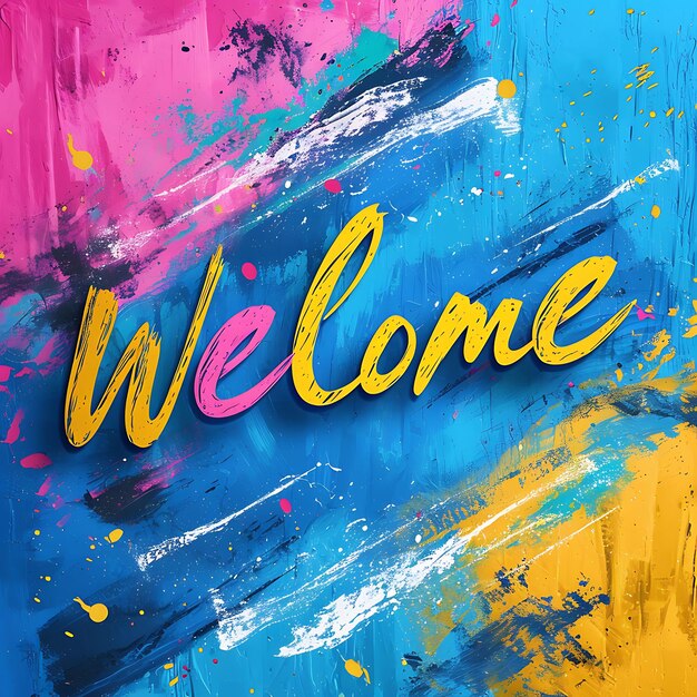 Photo welcome text with animated effect friendly style and handwri creative decor live stream background