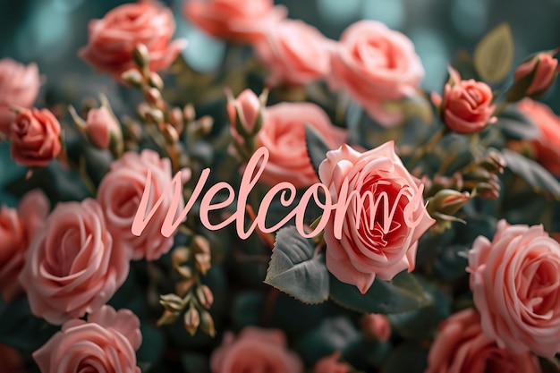 Welcome Text With a Swaying Animation Effect and a Romantic Creative Decor Live Stream Background