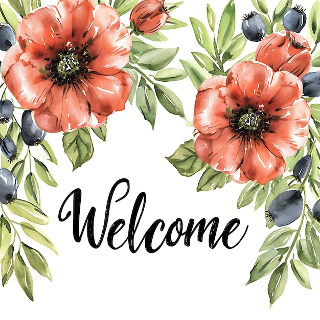 Welcome Text With Watercolor Effect and Elegant Script Font Creative Live Stream Background Idea