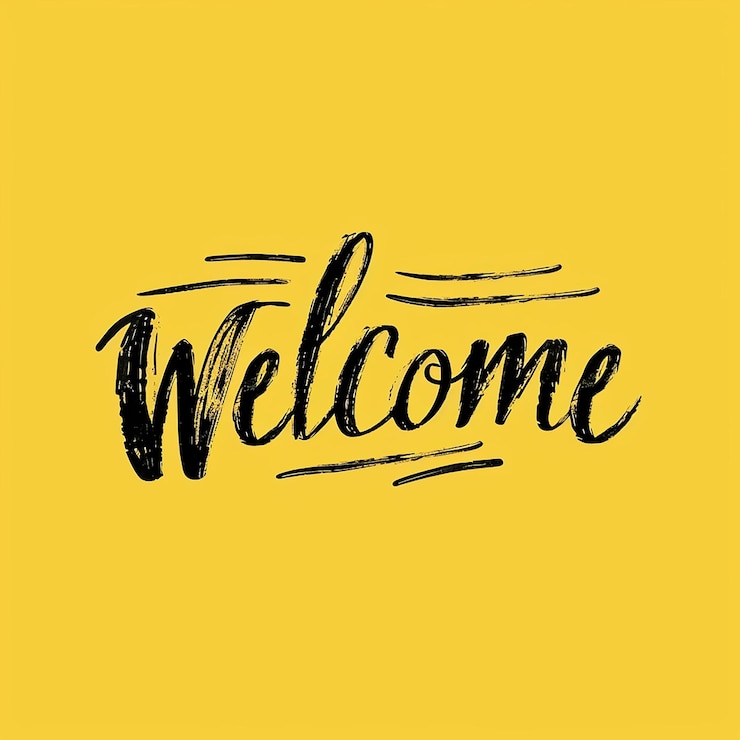 Photo welcome written in black color on yellow background