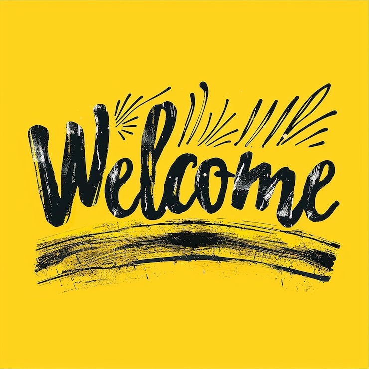 Photo welcome written in black color on yellow background