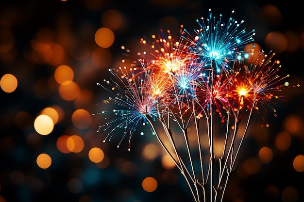 Foto accogliendo il nuovo anno con un'esplosione di fuochi d'artificio colorati generati dalla magia ai