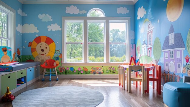 Welcoming pediatric space bathed in sunlight with playful educational toys