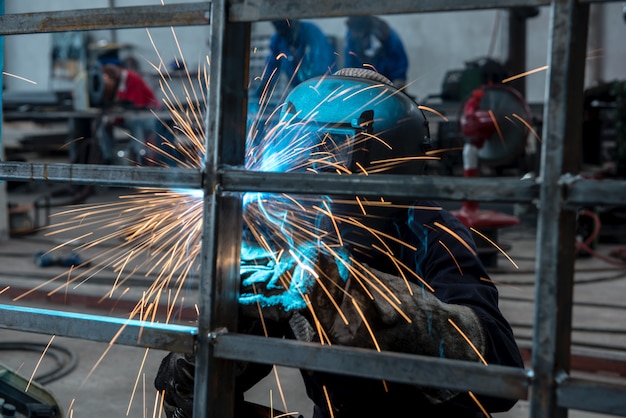 Welder in factory