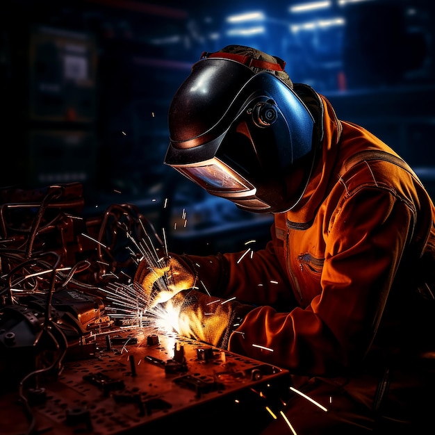 Welder Fusing Steel Parts for Ship Hull