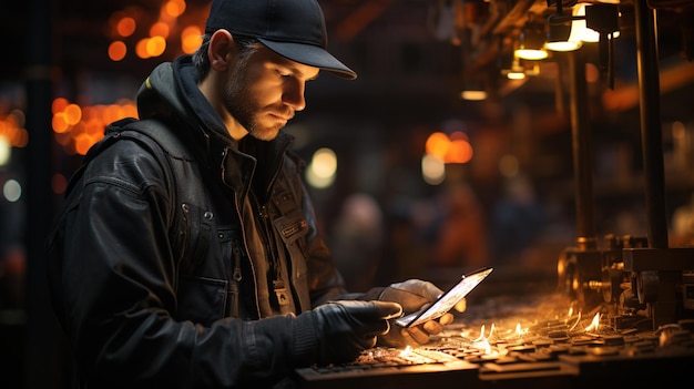 Foto saldatore al lavoro