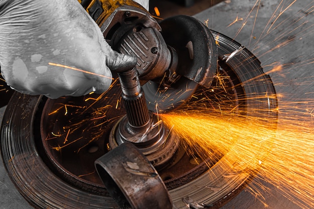 Welder working at the factory