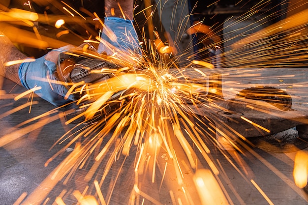 Welder working at the factory