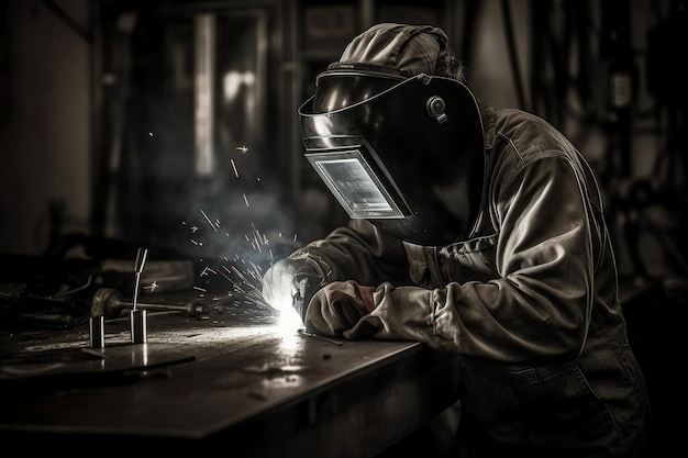 A welder working on a piece of metal