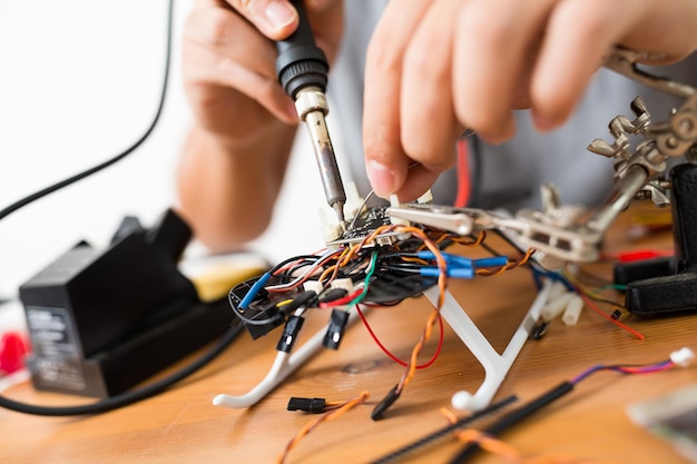 Welding of electronic parts on drone