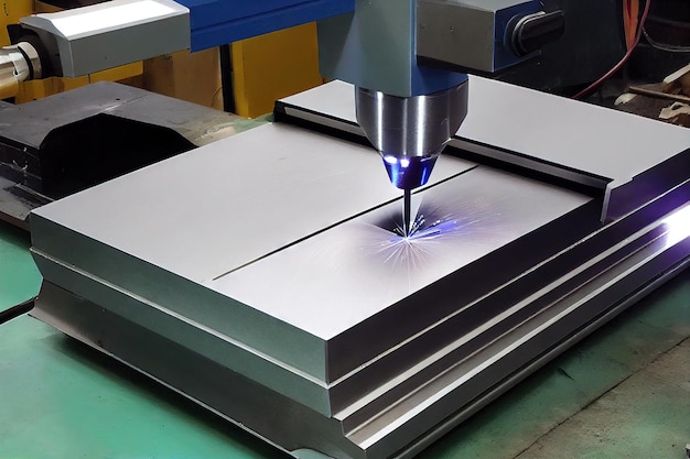 Welding process and spot processing of metal on machine in factory