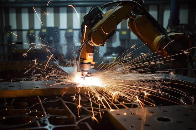 Welding robot performing intricate fillet welds on complex structure