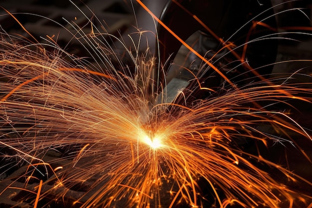 Welding sparks fly as metals are joined together