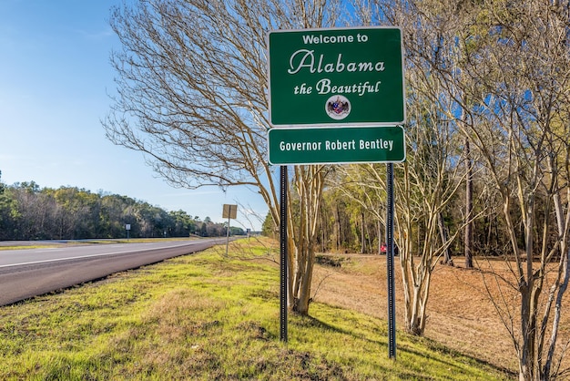 Welkom bij Alabama verkeersbord