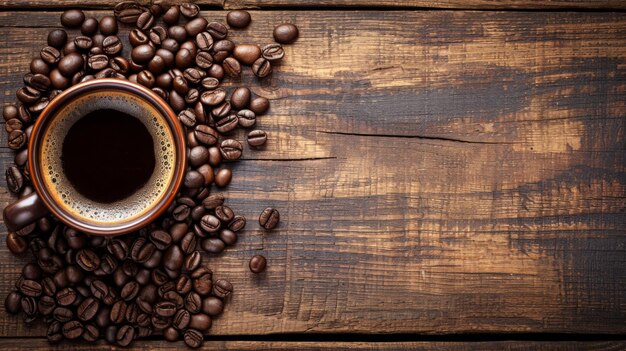 Welkom op de dag dat stoom uit een kopje drijft die de warmte van vers gebrouwen koffie belooft.