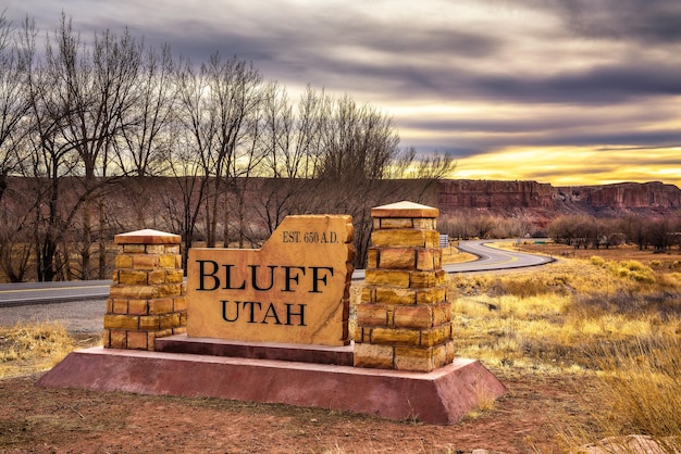 Foto welkomstbord bij bluff in utah