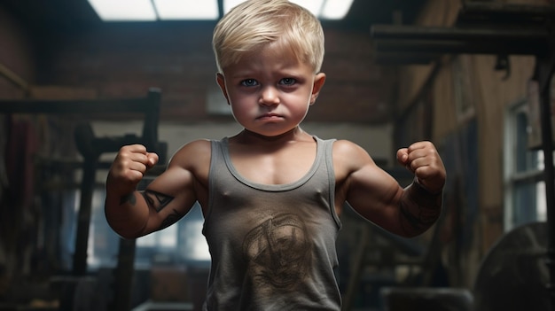 A well built boy in the gym