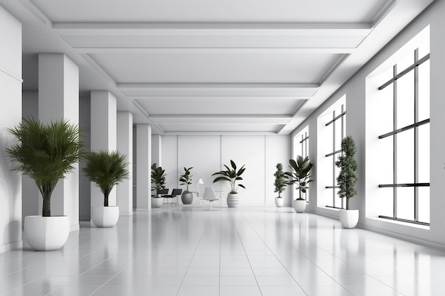 a well decorated corporate office blank white interior