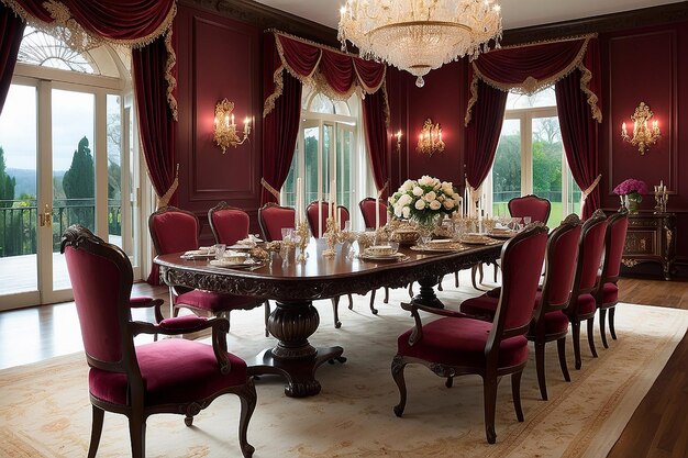 Photo well decorated formal dining room in a luxury home