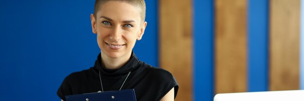 Well dressed female in black blouse