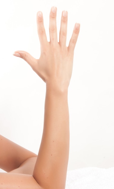 Well-groomed woman's hands in a healthy or spa after a treatment