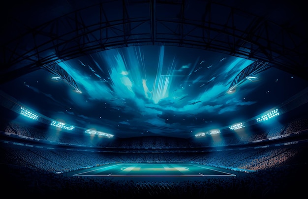 well lit football stadium photo