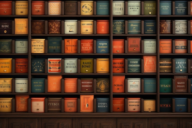 Photo well organized book shelf generative ai