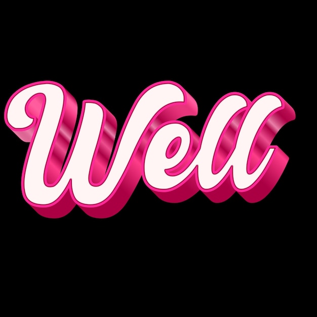 Well Typography 3D Design Pink Black White Background Photo JPG